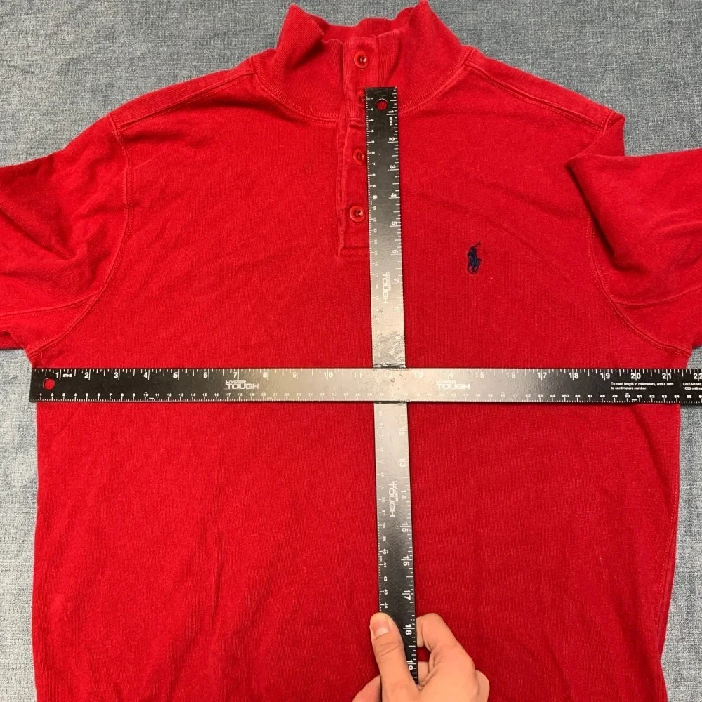 Polo by Ralph Lauren Sweater Mens Large Red Cotton Pony Logo Mock Neck Winter